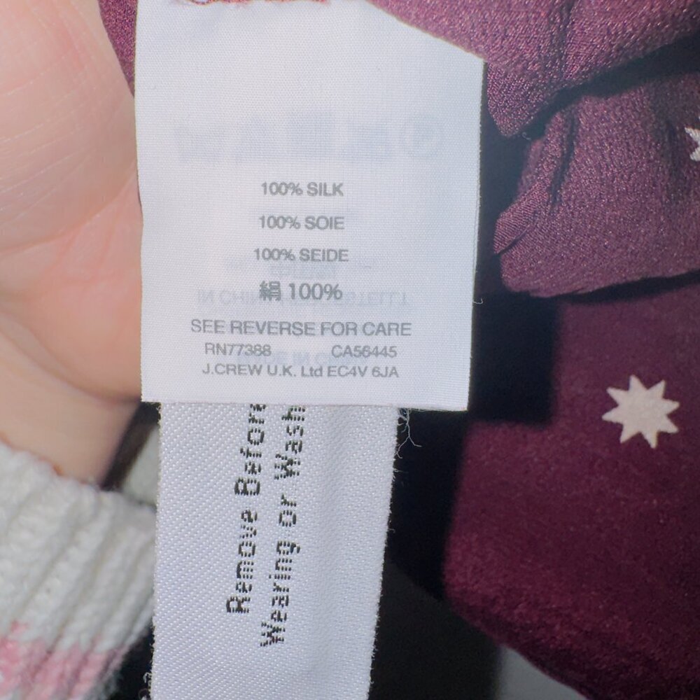 Madewell Women's Burgundy Maroon Short Sleeve Star Print Silk Belle Top size 2 - Picture 5 of 6